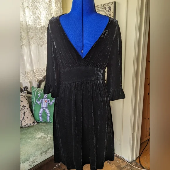 Betsey Johnson black velvet boho dress sz 4 Betsey Johnson black velvet boho dress sz 4